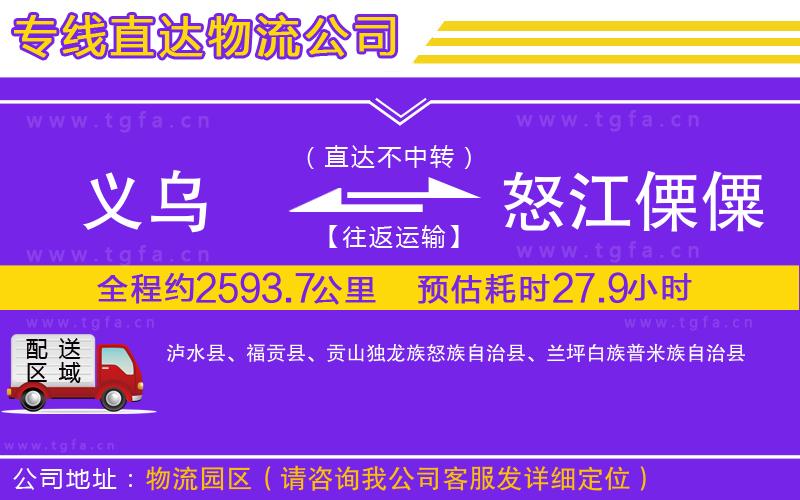 義烏到怒江傈僳族自治州物流專線