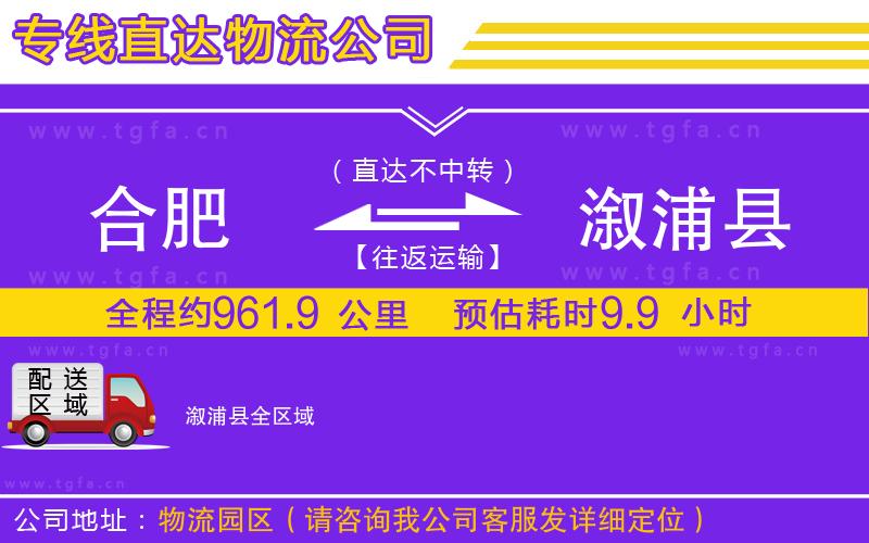 合肥到溆浦縣物流公司