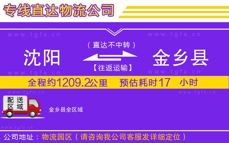 沈陽到金鄉(xiāng)縣物流專線