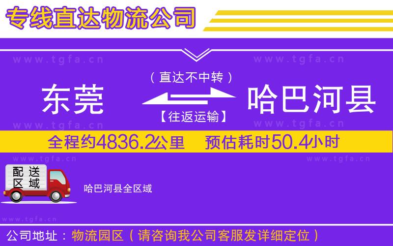 東莞到哈巴河縣物流專線