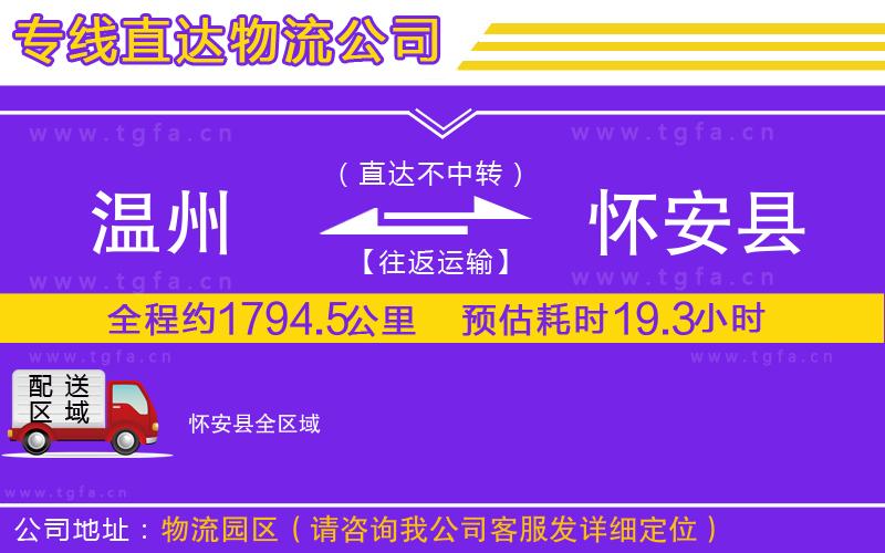 溫州到懷安縣物流公司