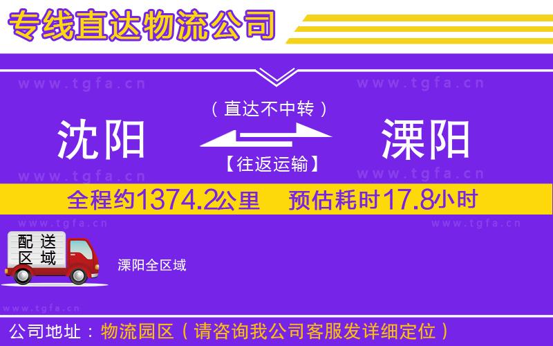 沈陽到溧陽物流專線