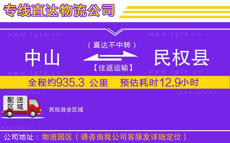 中山到民權縣物流公司