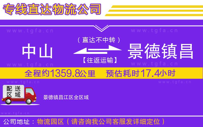 中山到景德鎮(zhèn)昌江區(qū)物流公司