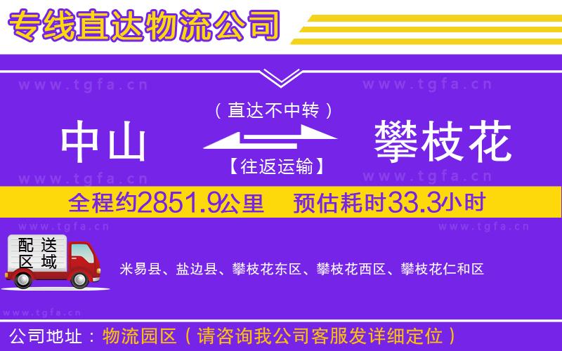 中山到攀枝花物流公司